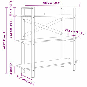 Hyllsystem Grå Sonoma 100 x 33,5 x 102 cm Konstruerat trä