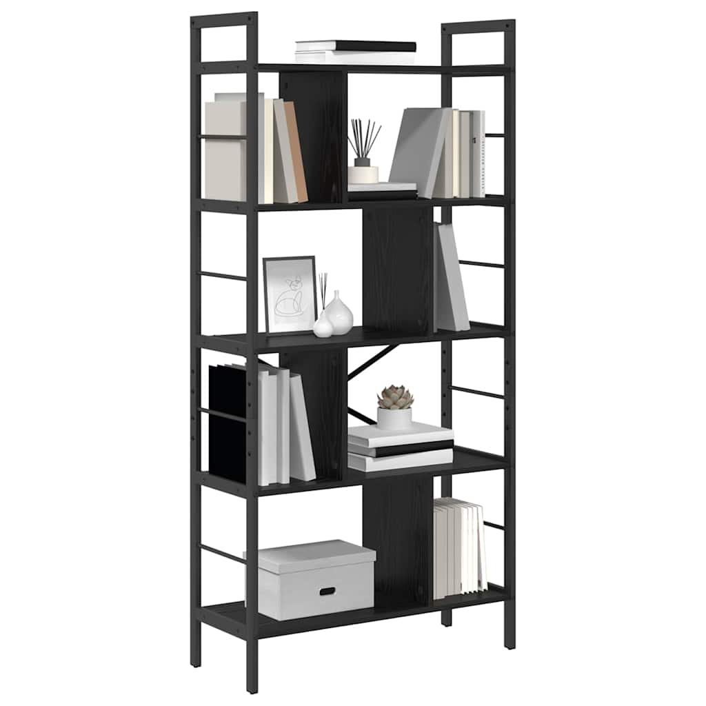 Hyllsystem Svart Ek 75 x 30 x 156 cm Konstruerat trä