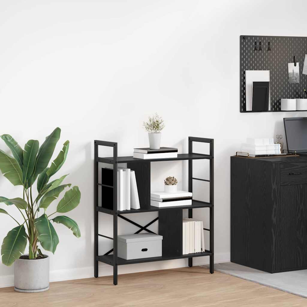 Hyllsystem 5 nivåer 75 x 30 x 91 cm Konstruerat trä Svart Ek