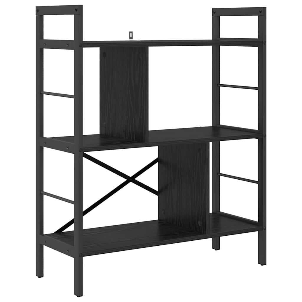 Hyllsystem 5 nivåer 75 x 30 x 91 cm Konstruerat trä Svart Ek