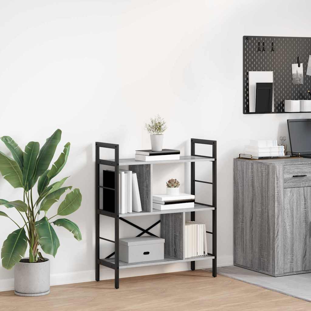 Hyllsystem 5 nivåer 75 x 30 x 91 cm Konstruerat trä Grå Sonoma