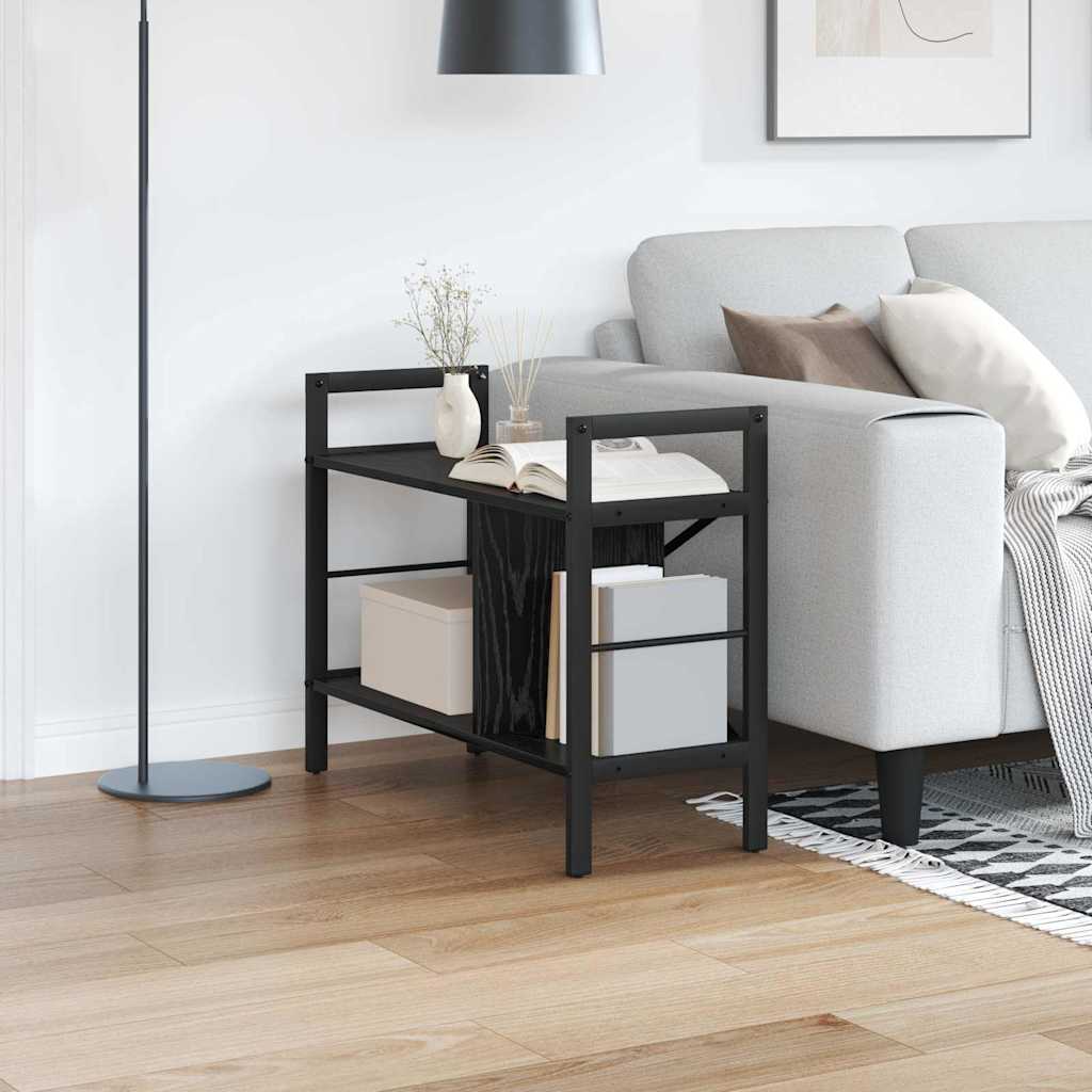 Hyllsystem 3 nivåer 75 x 30 x 58,5 cm Konstruerat trä Svart Ek
