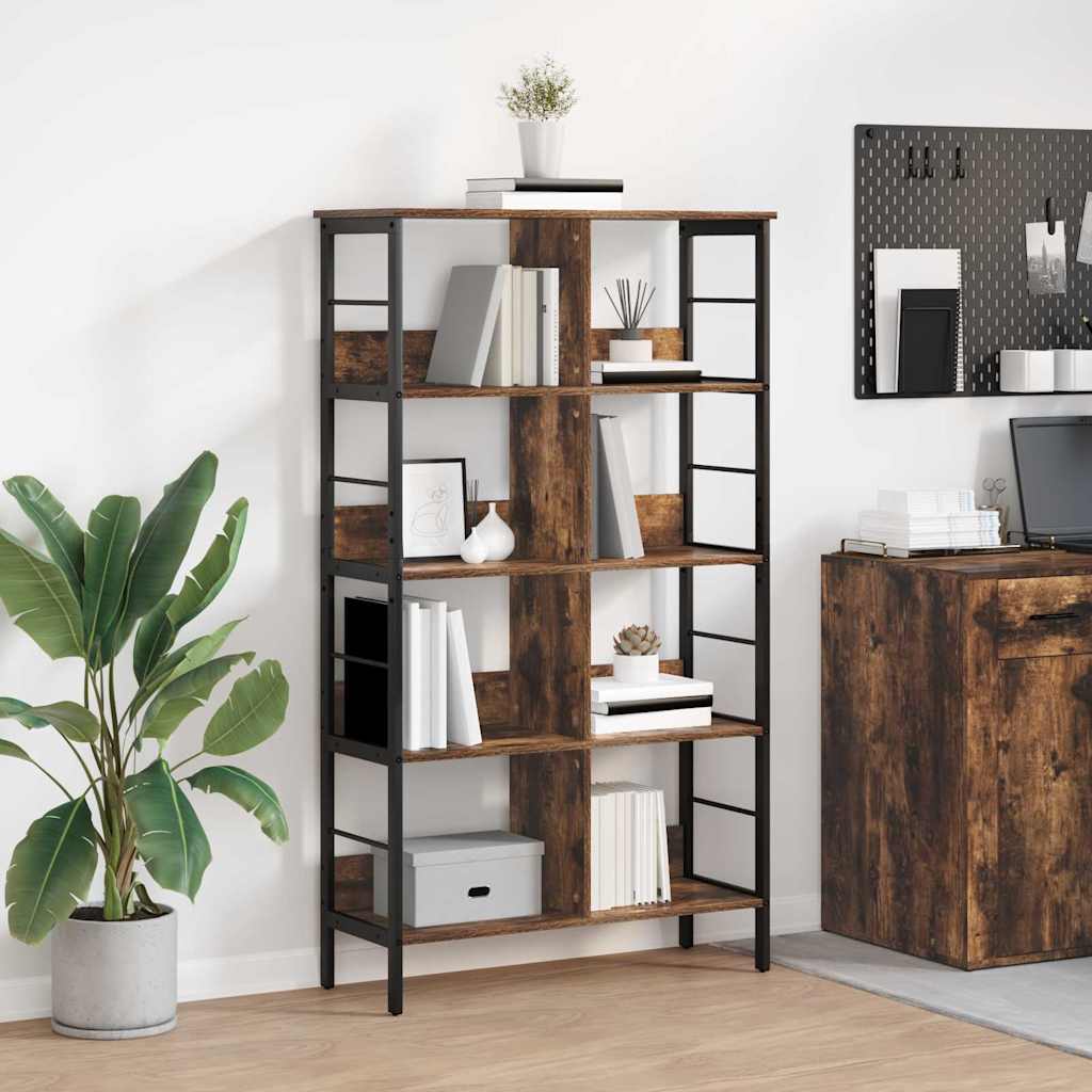 Hyllsystem 8 nivåer 82 x 32 x 144,5 cm Konstruerat trä Rökt ek