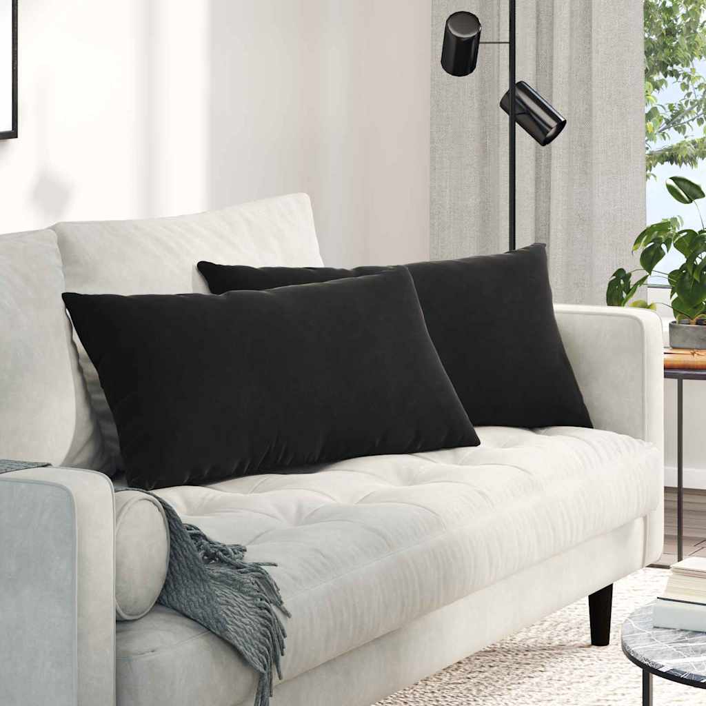 Sofakuddar 2 pcs Svart 80 x 40 cm Kordread tyg