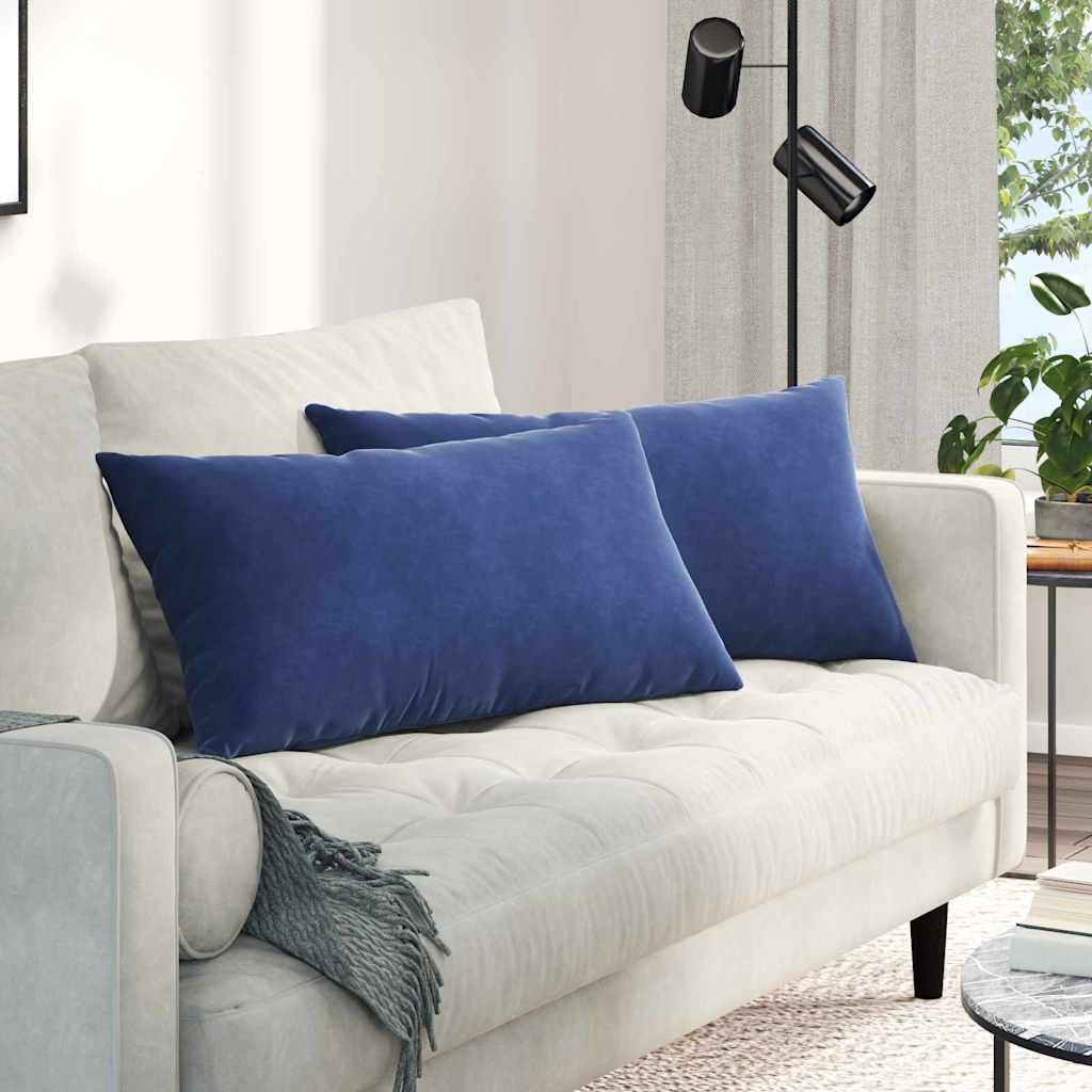 Sofakuddar 2 pcs Polisblå 80 x 40 cm Kordread tyg