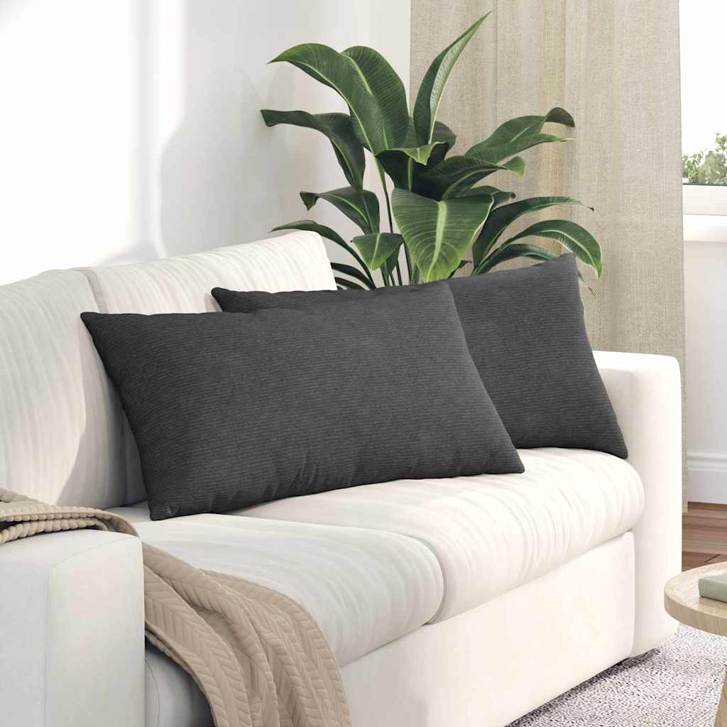 Sofakuddar 2 st Mörkgrå 80 x 40 cm Kordread tyg