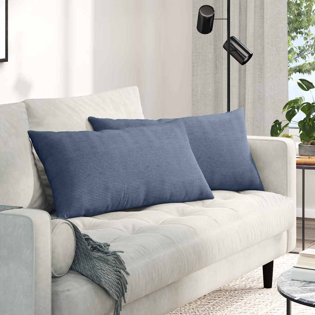 Sofakuddar 2 st Blå 80 x 40 cm Kordread tyg