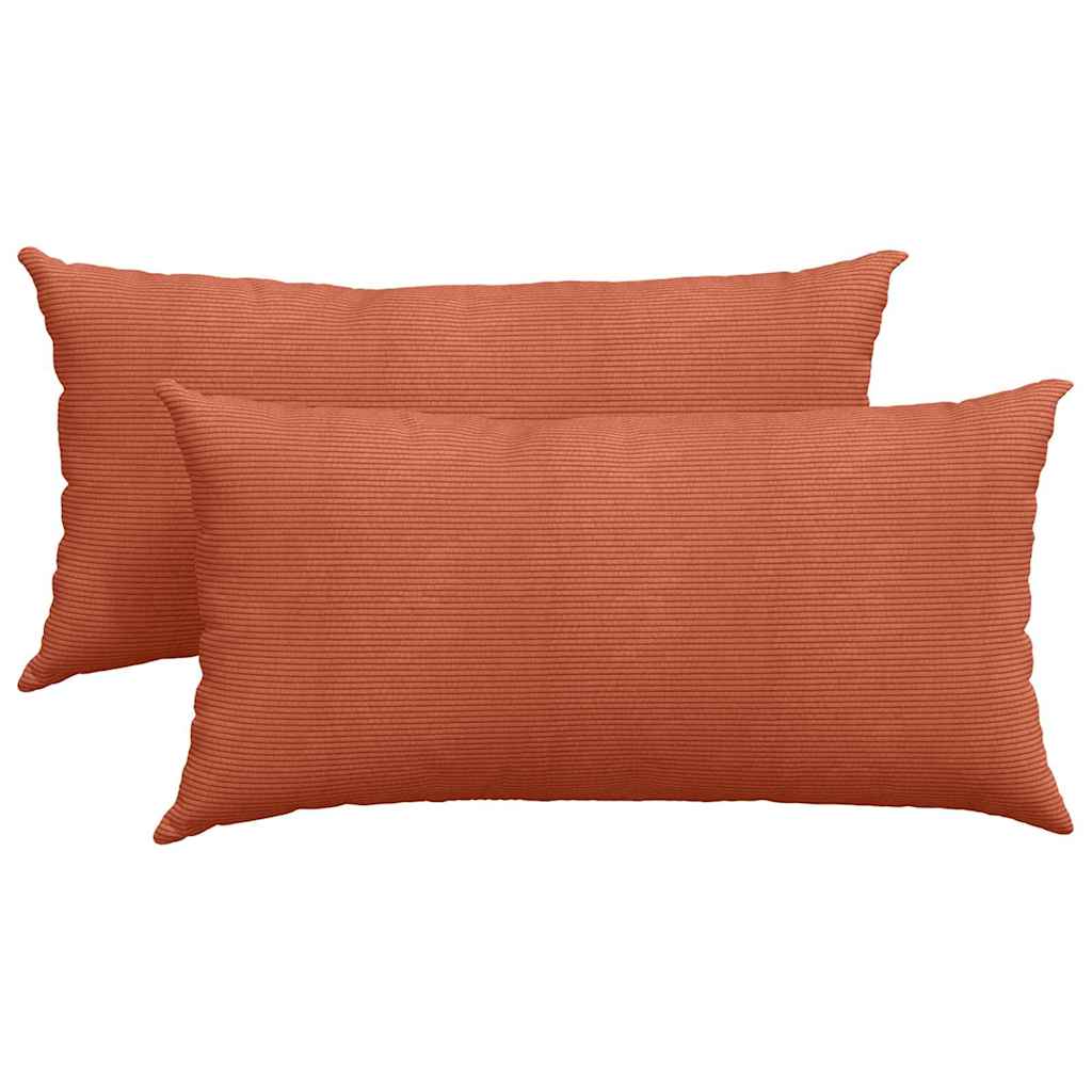 Sofakuddar 2 pcs Röd orange 80 x 40 cm Kordread tyg