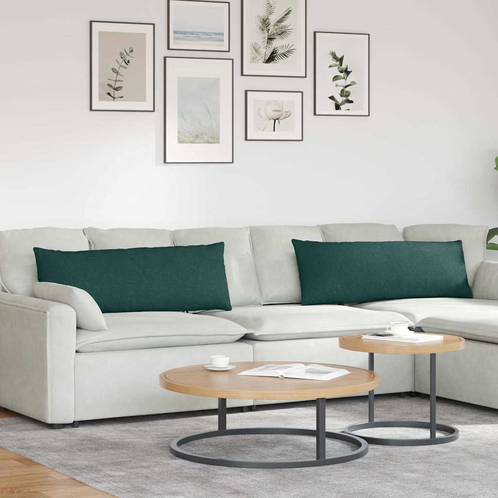 Sofakuddar 2 pcs Mörkgrön 120 x 40 cm tyg