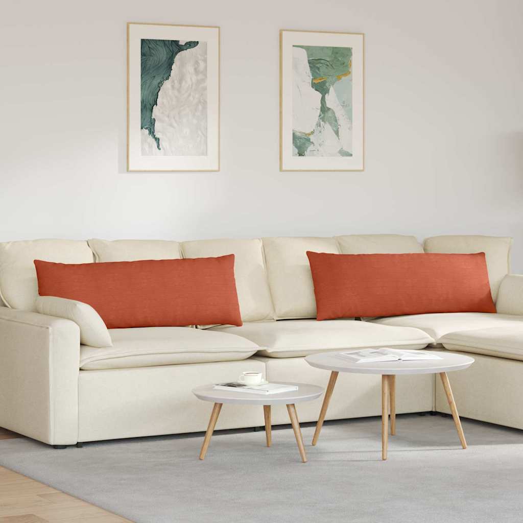 Sofakuddar 2 st Röd orange 120 x 40 cm Kordread tyg