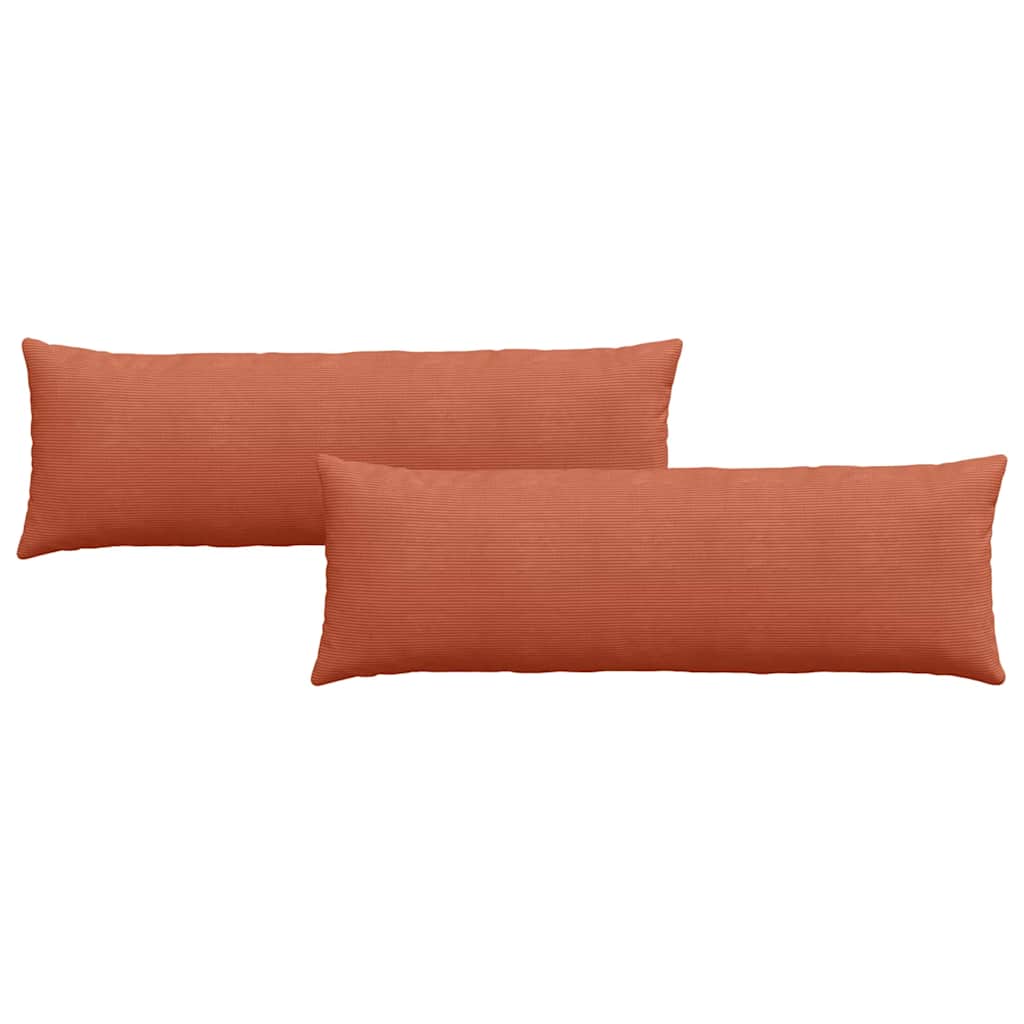 Sofakuddar 2 st Röd orange 120 x 40 cm Kordread tyg