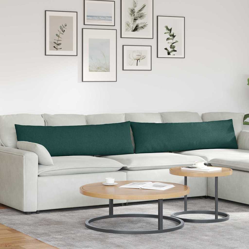 Sofakuddar 2 pcs Mörkgrön 145 x 40 cm tyg