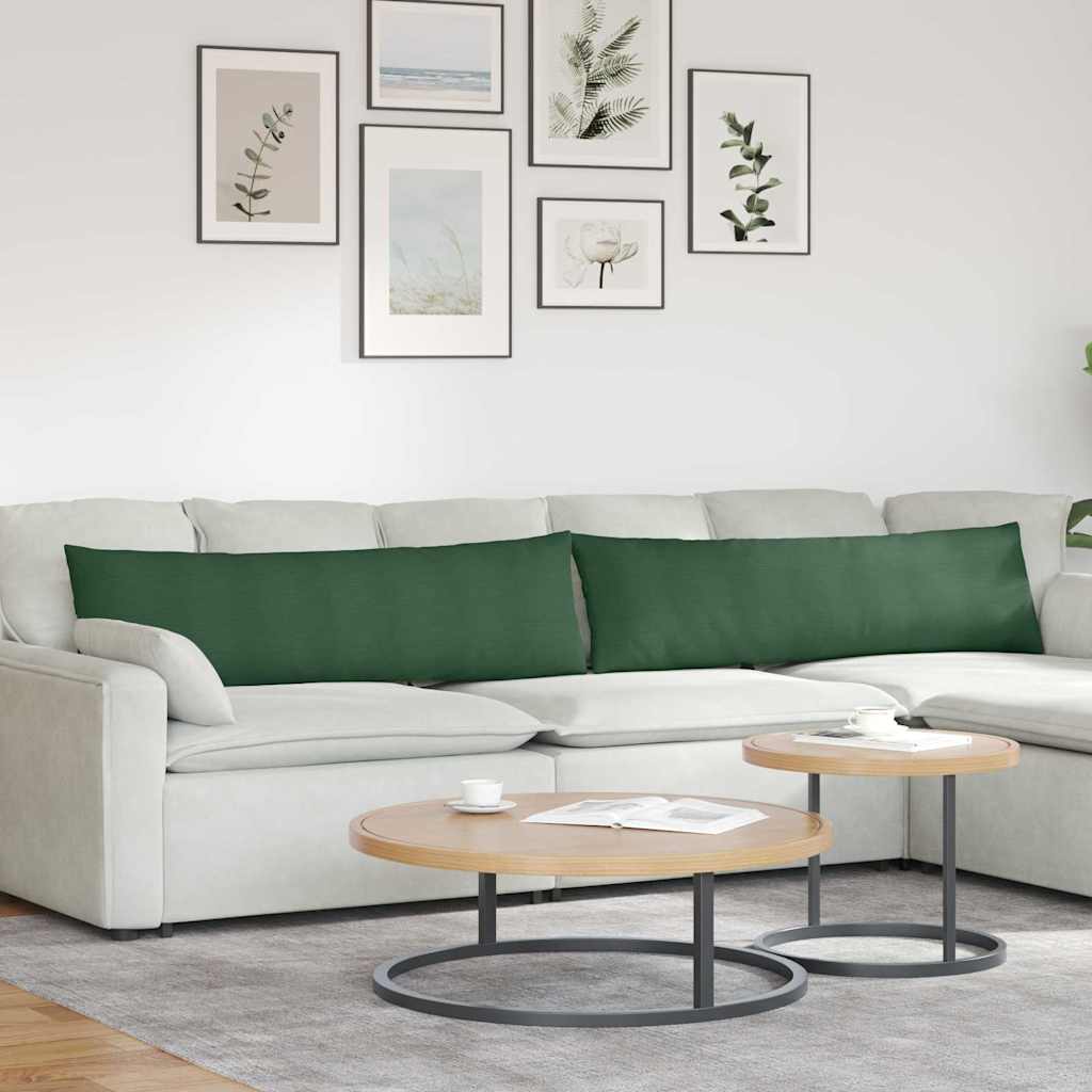 Sofakuddar 2 st Mörkgrön 145 x 40 cm Kordread tyg