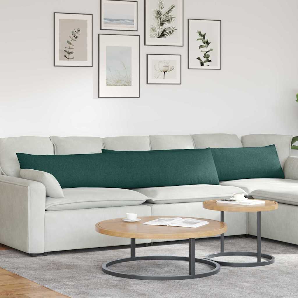Sofakuddar 2 pcs Mörkgrön 200 x 40 cm tyg