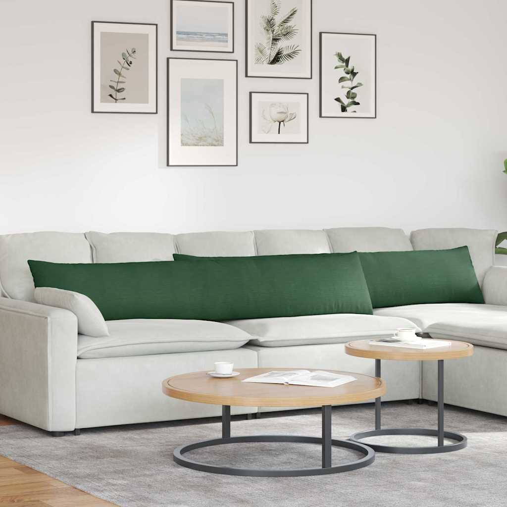 Sofakuddar 2 pcs Mörkgrön 200 x 40 cm Kordread tyg