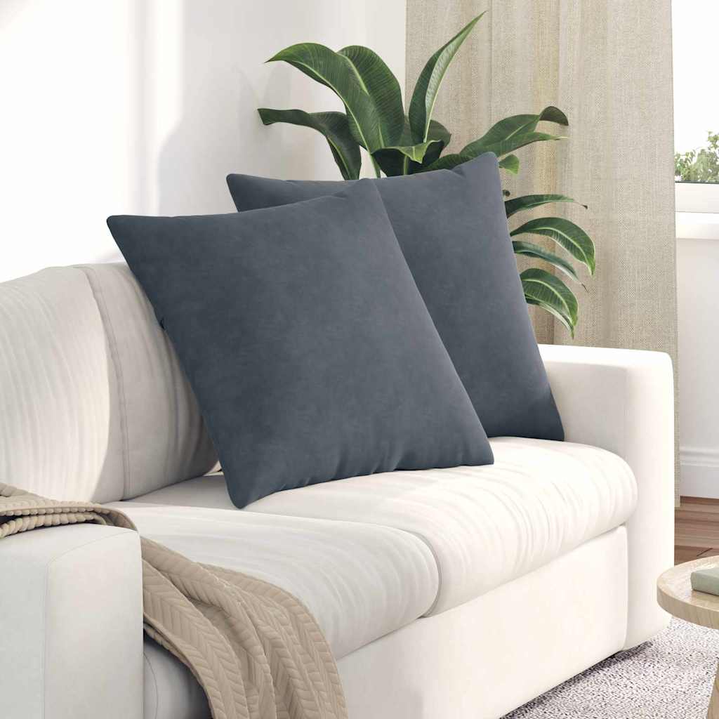 Sofakuddar 2 pcs Mörkgrå 60 x 60 cm Kordread tyg