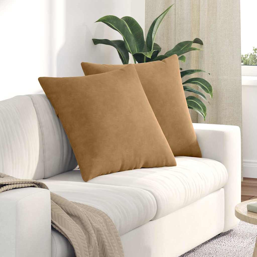 Sofakuddar 2 st Brun 80 x 80 cm Kordread tyg