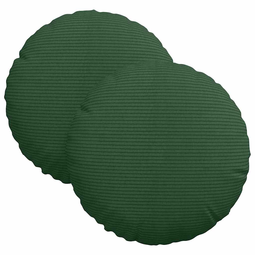 Sittkuddar 2 pcs Mörkgrön Ø30 x 13 cm Kordread tyg