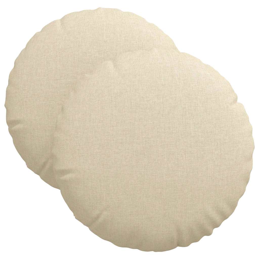 Sittkuddar 2 st Tyg Gräddvit Ø40 x 13 cm