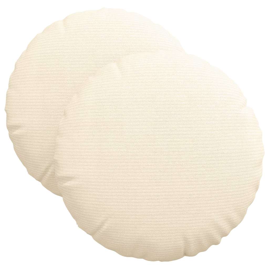 Sittkuddar 2 st Kordread tyg Kräm Ø 40 cm