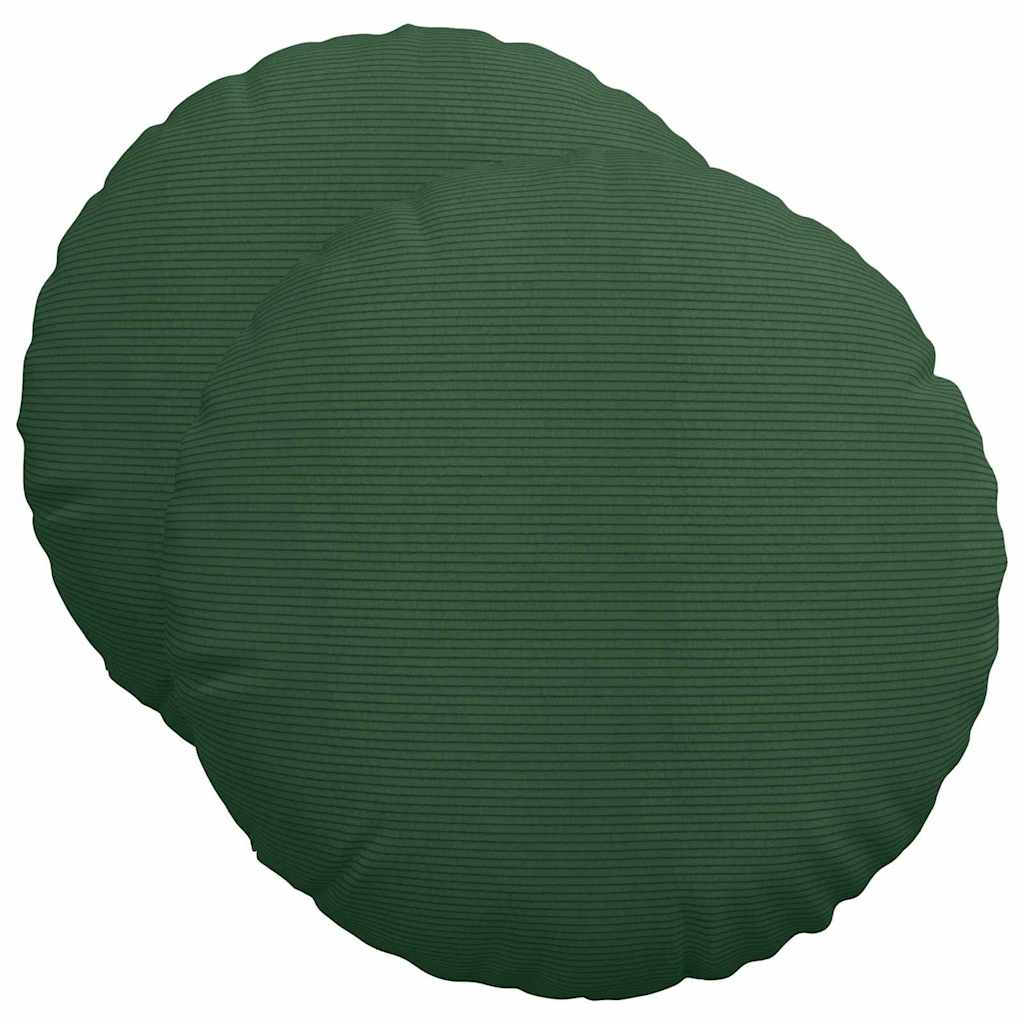 Sittkuddar 2 pcs Mörkgrön Ø50 x 19 cm Kordread tyg