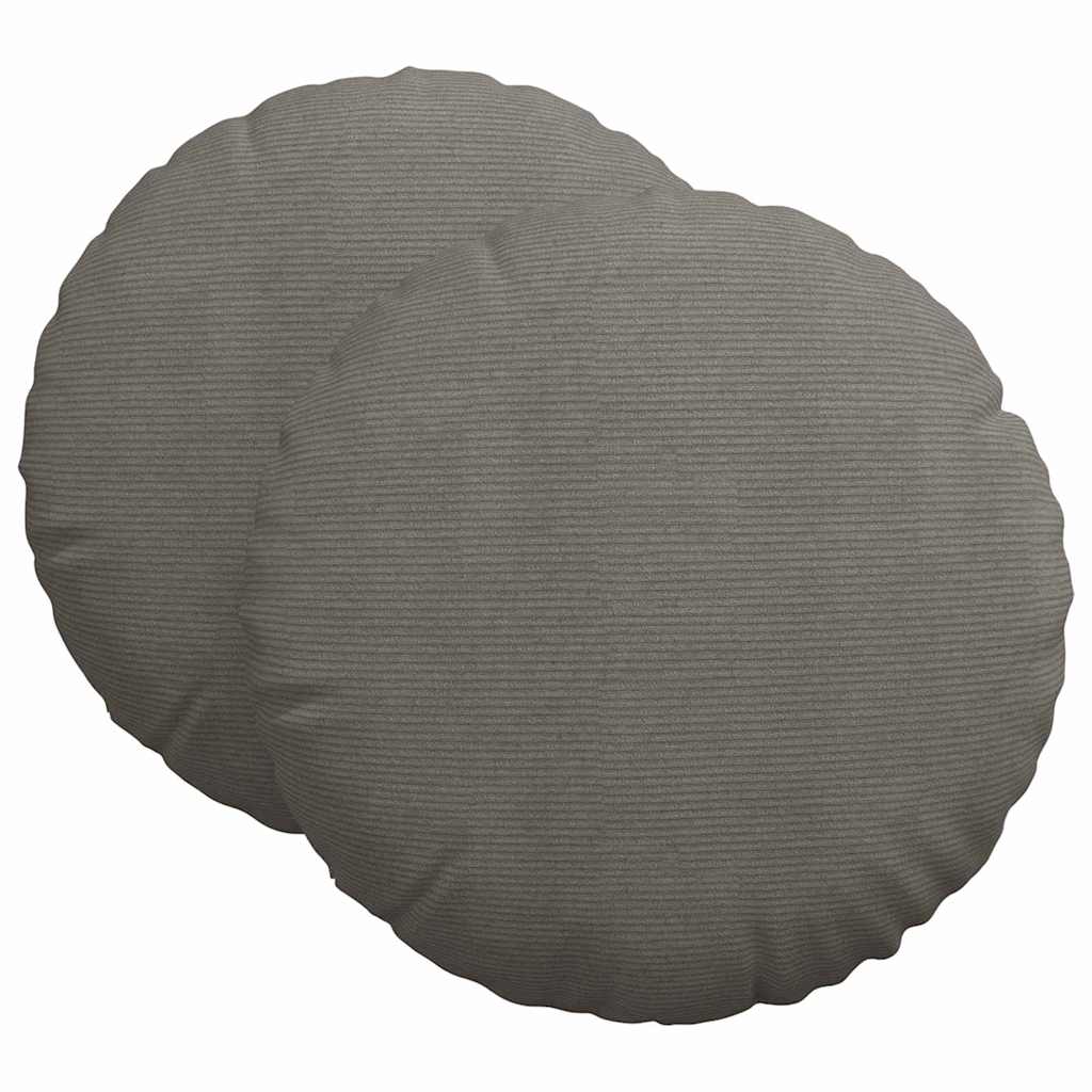 Sittkuddar 2 st Kordread tyg Ljusgrå Ø 80 cm