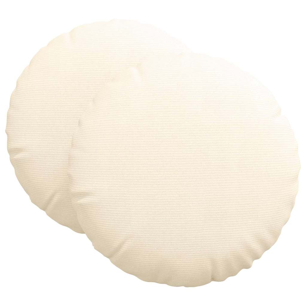 Sittkuddar 2 st Kordread tyg Kräm Ø 80 cm