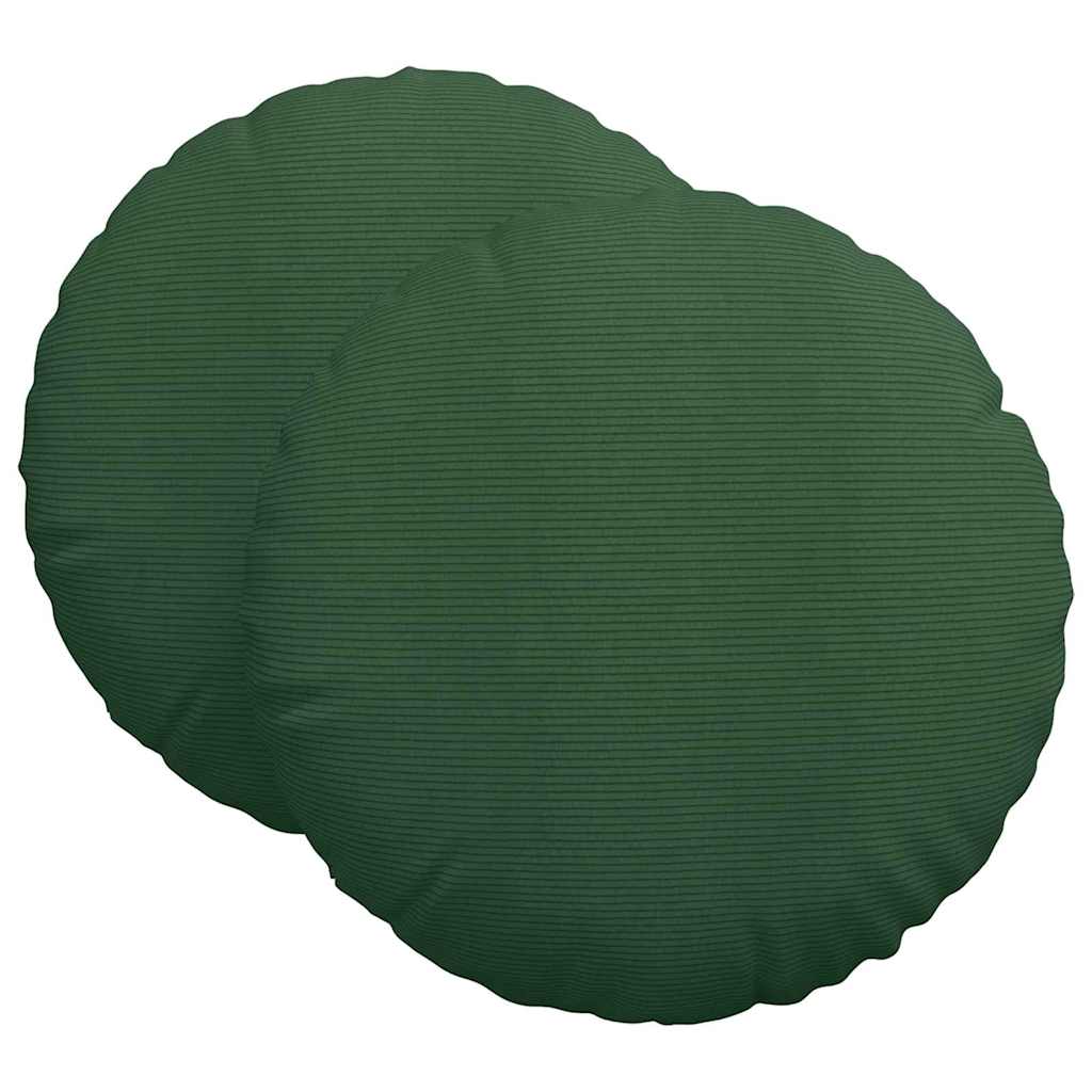 Sittkuddar 2 st Kordread tyg Mörkgrön Ø 80 cm