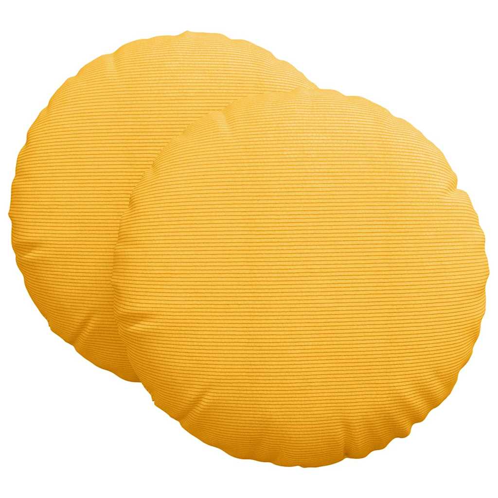 Sittkuddar 2 st Kordread tyg Ljusgul Ø 80 cm