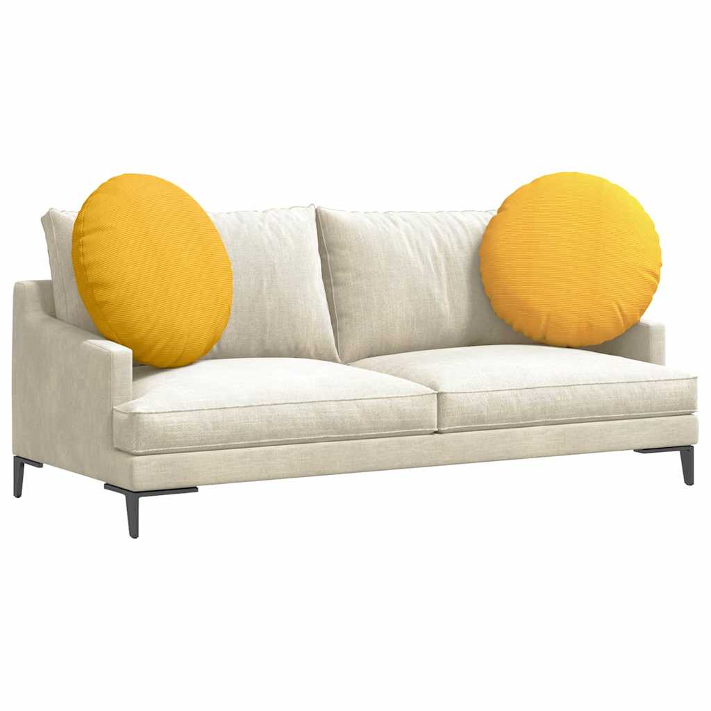 Sittkuddar 2 pcs Ljusgul Ø 80 cm Kordread tyg