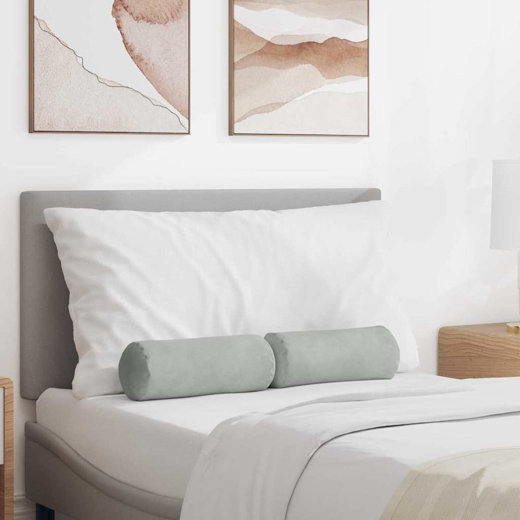 Bolsterkuddar 2 pcs Ljusgrå Ø 15 x 40 cm Kordread tyg