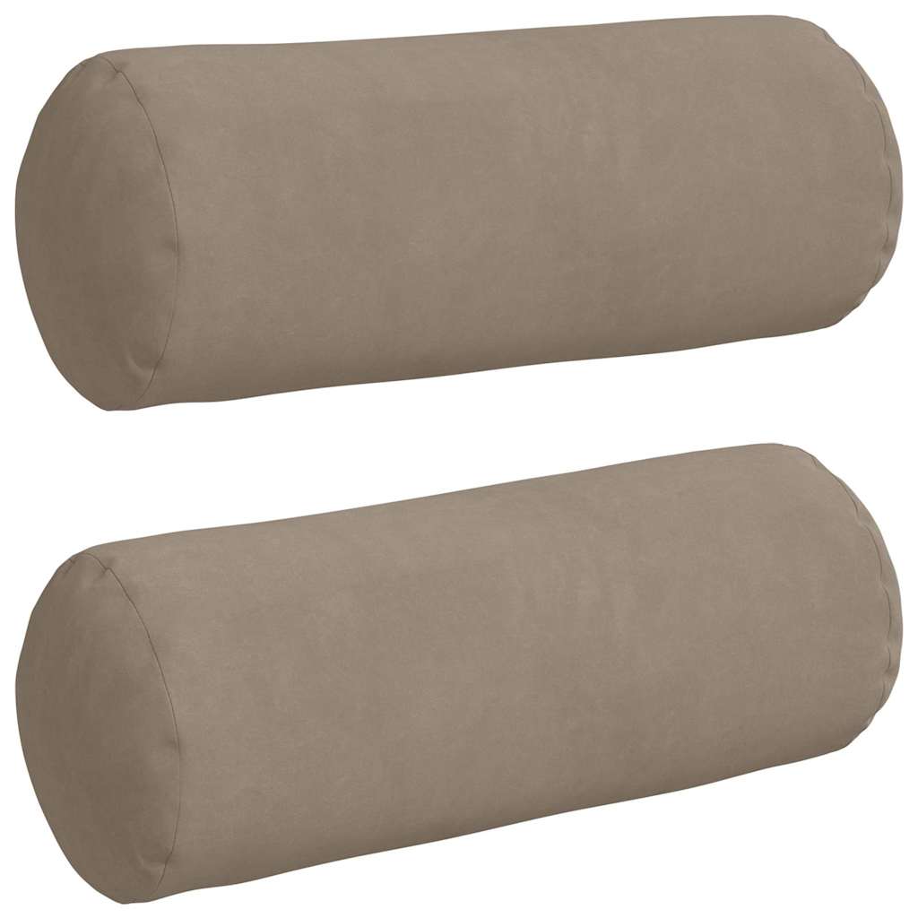 Bolsterkuddar 2 st Mikrofiber Tyg Taupe Ø 15 x 40 cm