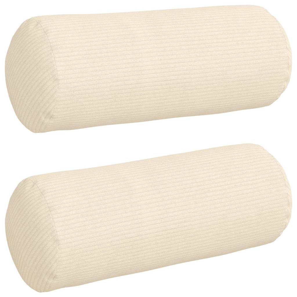 Bolsterkuddar 2 st Kräm Ø 15 x 40 cm Kordread tyg