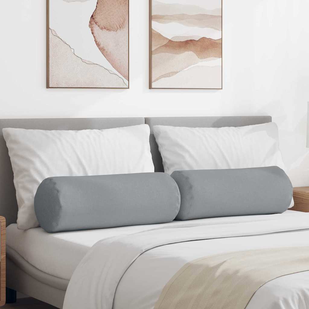 Bolsterkuddar 2 st tyg Ljusgrå Ø 25 x 70 cm
