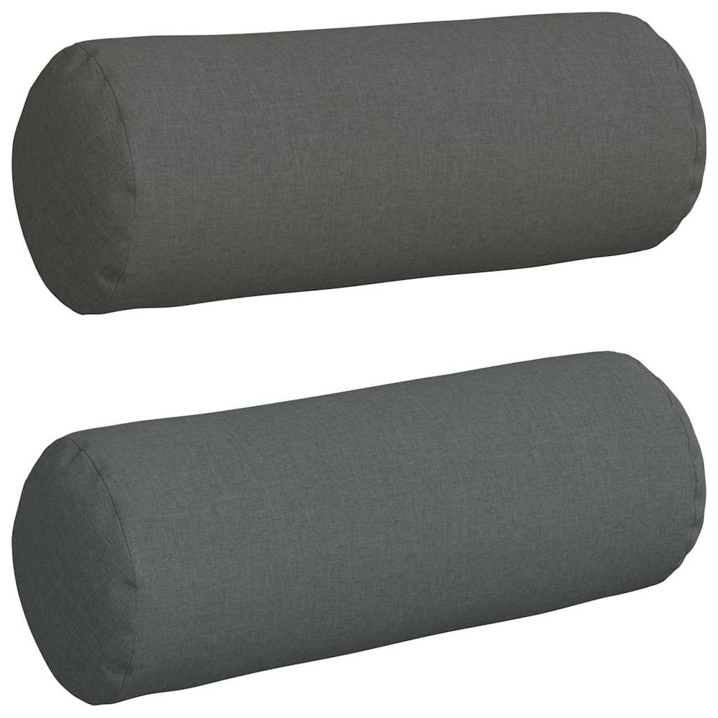 Bolsterkuddar 2 pcs Mörkgrå Ø 25 x 70 cm tyg