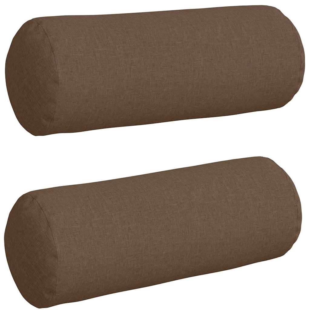 Bolsterkuddar 2 pcs Brun Ø 25 x 70 cm tyg