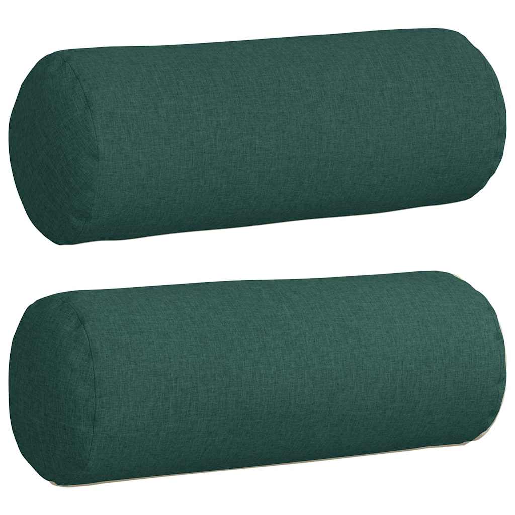 Bolsterkuddar 2 pcs Mörkgrön Ø 25 x 70 cm tyg