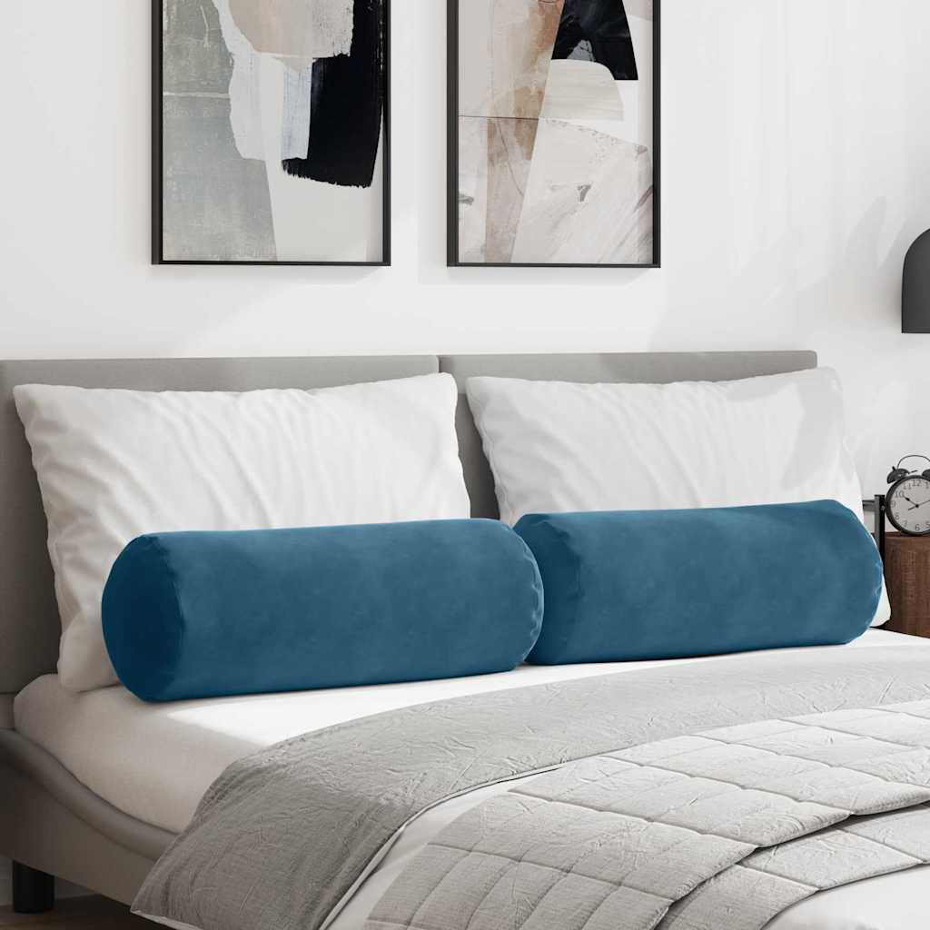 Bolsterkuddar 2 st Blå Ø 25 x 70 cm Kordread tyg