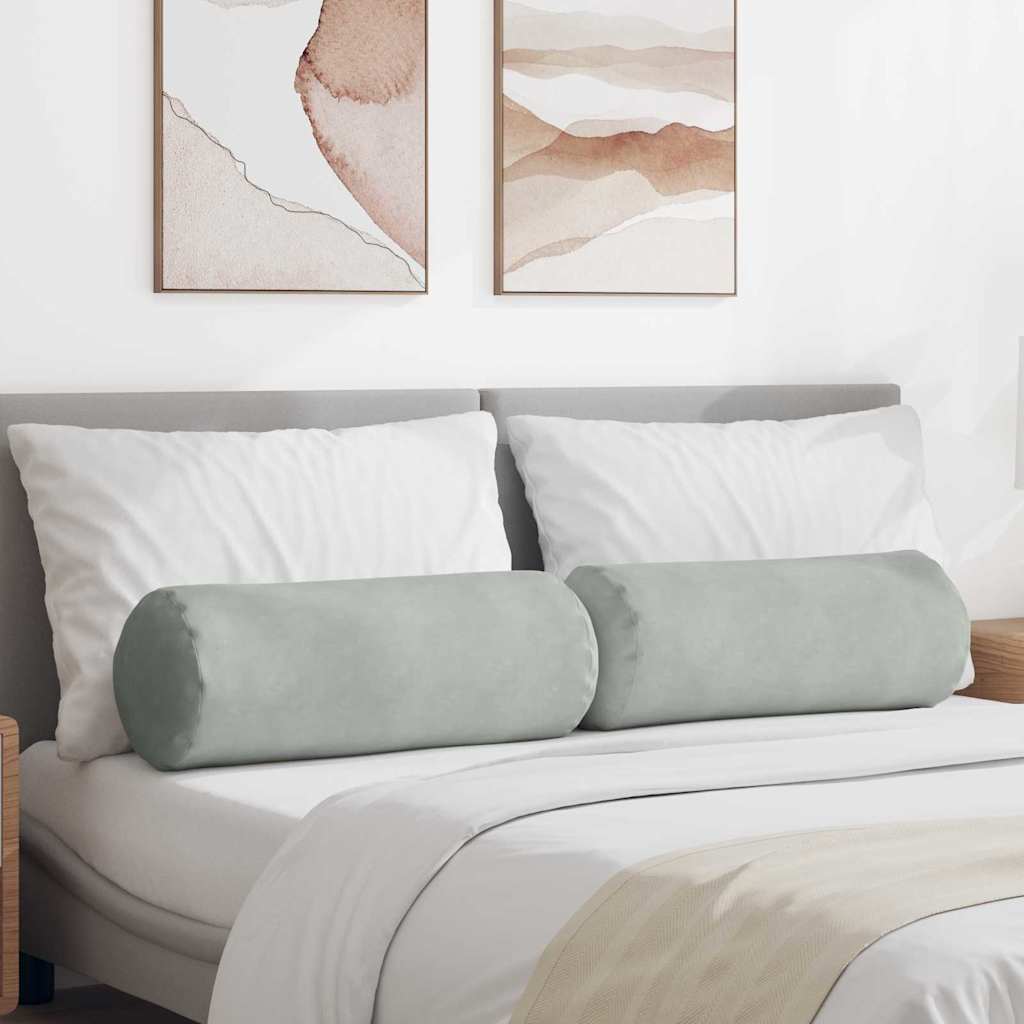 Bolsterkuddar 2 pcs Ljusgrå Ø 25 x 70 cm Kordread tyg