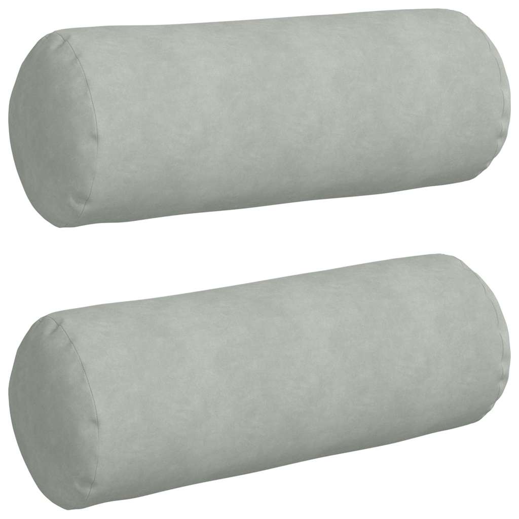 Bolsterkuddar 2 pcs Ljusgrå Ø 25 x 70 cm Kordread tyg