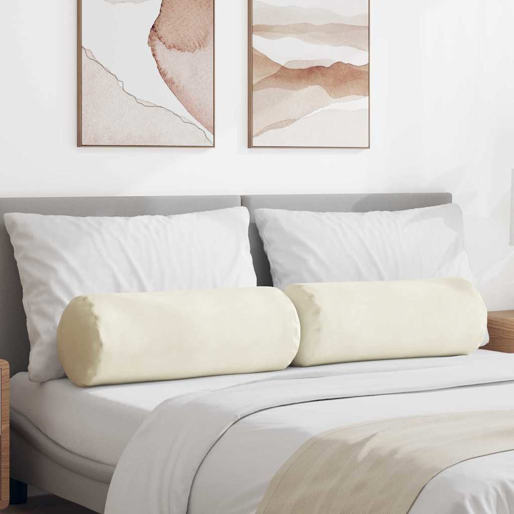 Bolsterkuddar 2 pcs Kräm Ø 25 x 70 cm Kordread tyg