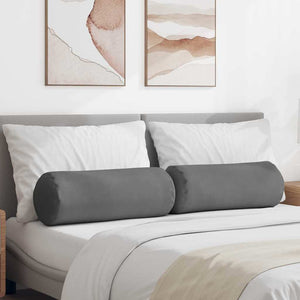 Bolsterkuddar 2 pcs Mörkgrå Ø 25 x 70 cm Mikrofiber Tyg