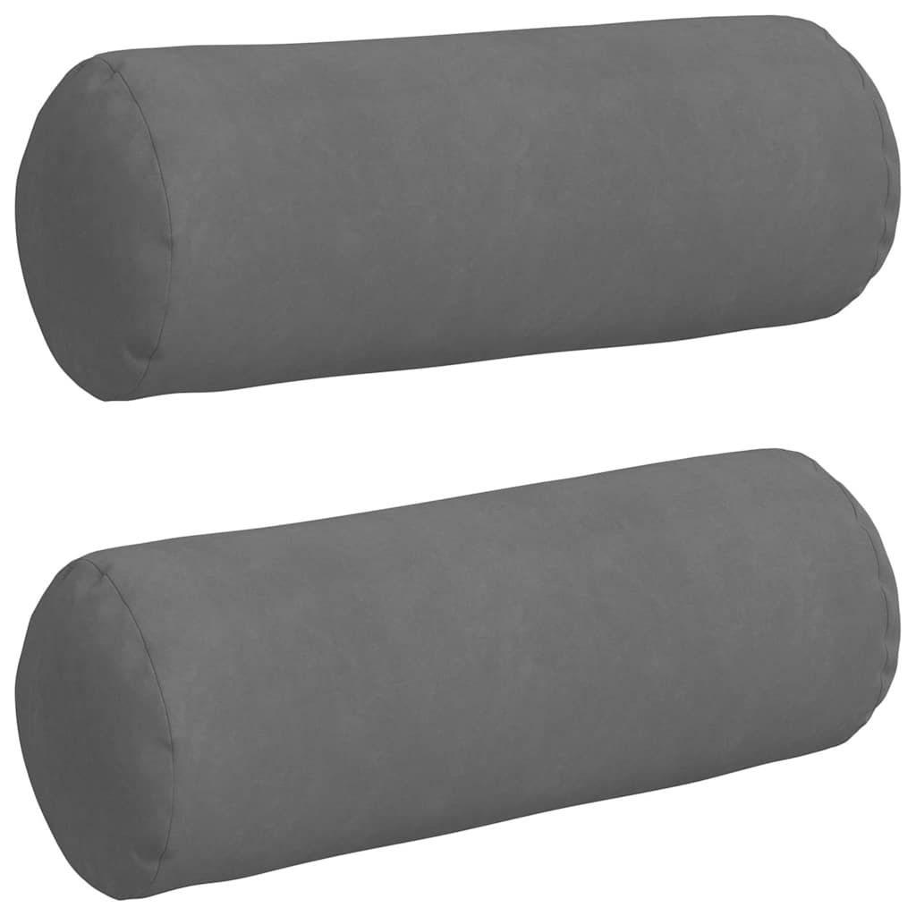 Bolsterkuddar 2 pcs Mörkgrå Ø 25 x 70 cm Mikrofiber Tyg