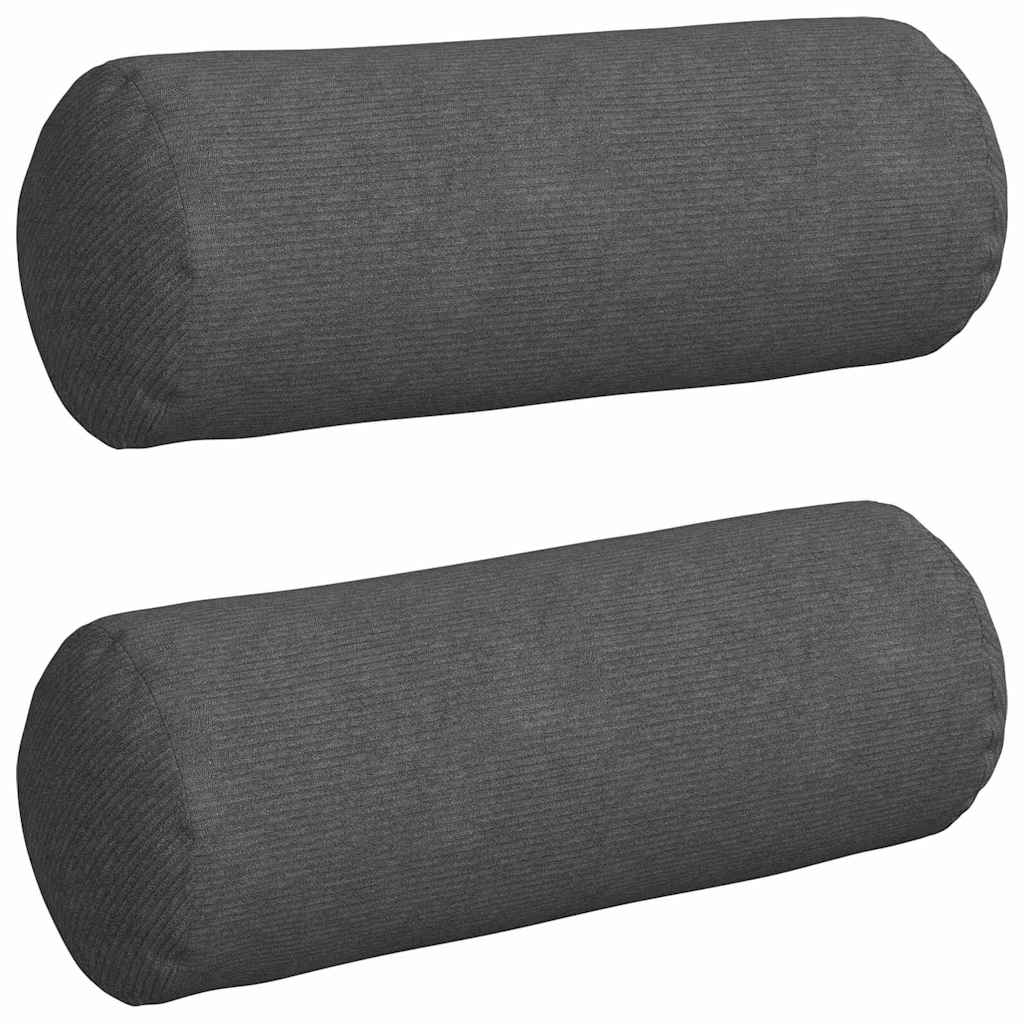 Bolsterkuddar 2 pcs Mörkgrå Ø 25 x 70 cm Kordread tyg