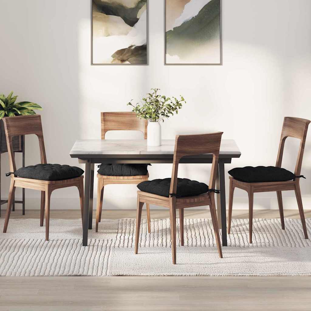 Sittkuddar 4 st Tyg Svart 40 x 40 x 6 cm
