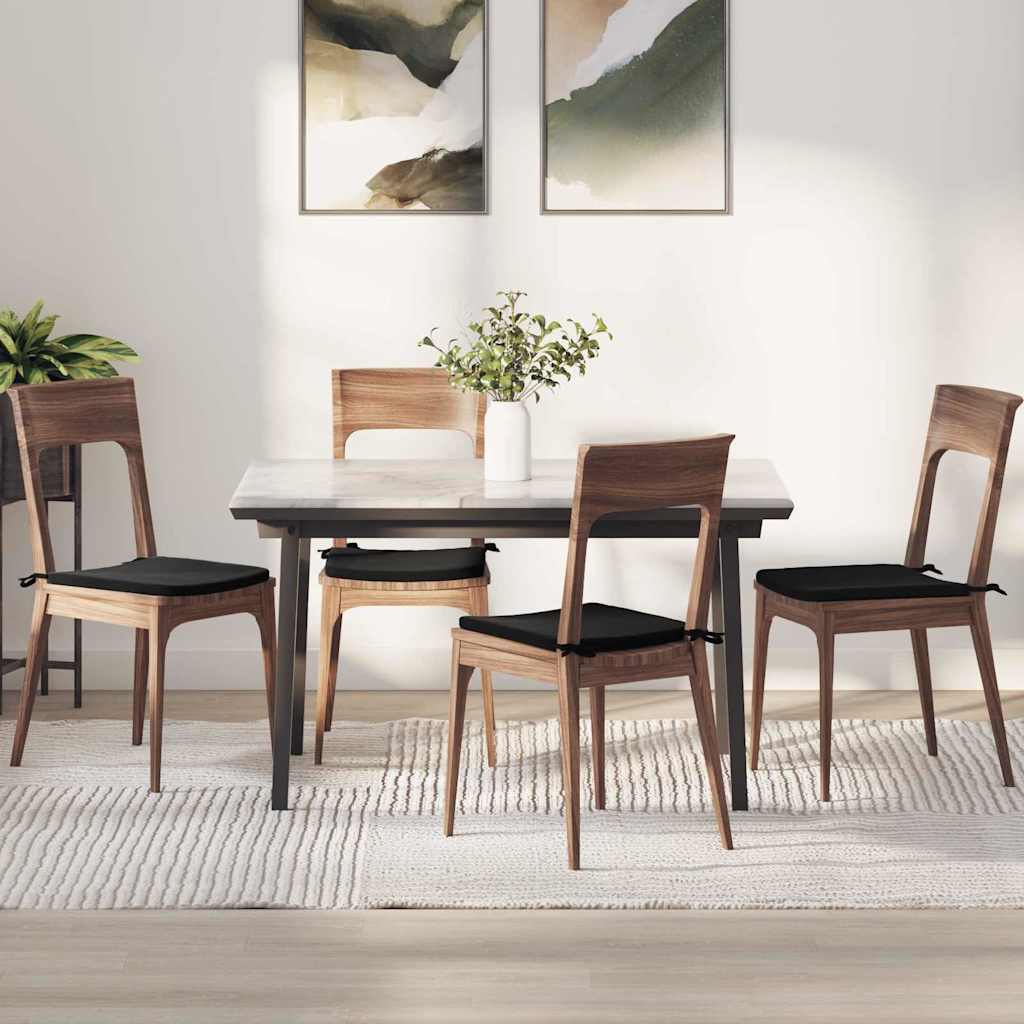 Sittkuddar 4 st Sammet Svart 40 x 40 x 3 cm