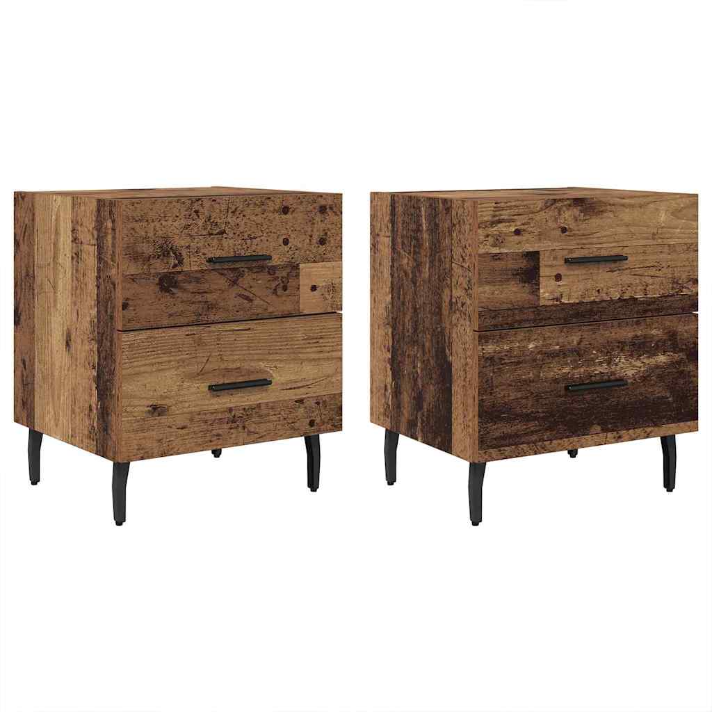 Nattduksbord med låda 2 pcs Gammalt trä 40 x 35 x 47,5 cm