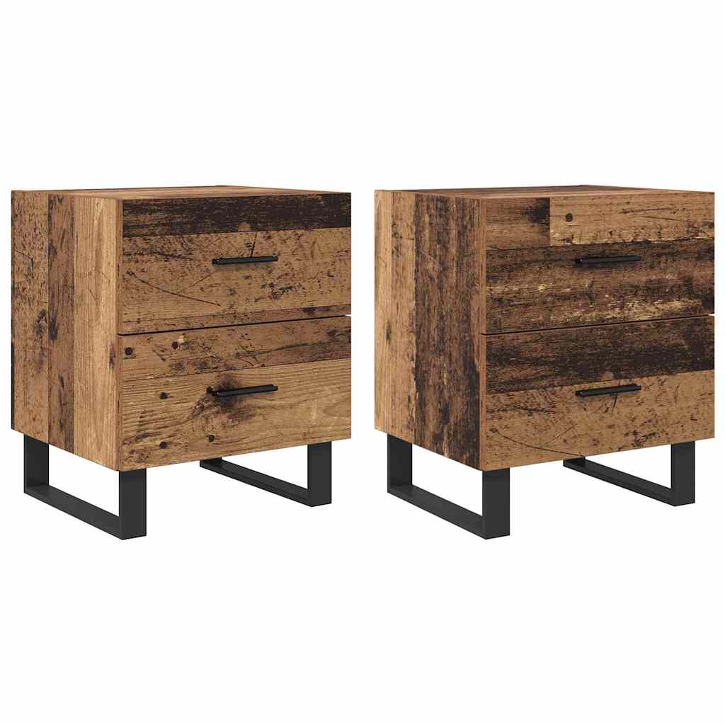 Nattduksbord 2 pcs Gammalt trä och svart 40 x 35 x 47,5 cm