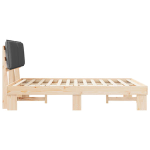 Sängram med Klädd Huvudgavel Mörkgrå 150 x 200 cm Massiv furu