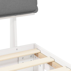 Sängram med Klädd Huvudgavel Ljusgrå 140 x 200 cm Massiv furu